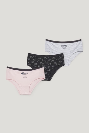 Ropa Interior C&A Multipack Of 3 Briefs Organic Algodon Rosas | ZMPXNK-061