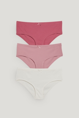 Ropa Interior C&A Multipack Of 3 Hipster Briefs With Organic Algodon Blancas Rosas | TOEMCJ-958