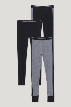 Ropa Interior C&A Multipack Of 3 Long Pants With Organic Algodon Negras | ONXMYP-916