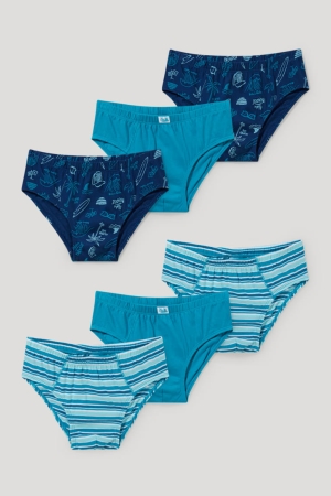 Ropa Interior C&A Multipack Of 6 Briefs Organic Algodon Azules Oscuro | WAOUJQ-501