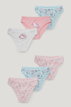 Ropa Interior C&A Multipack Of 6 Hello Kitty Briefs Organic Algodon Blancas Rosas | OSKMGW-641