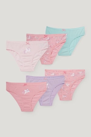 Ropa Interior C&A Multipack Of 6 Unicorn Briefs Organic Algodon Rosas | GCEBSV-183