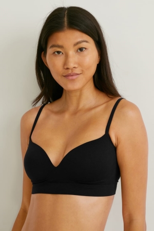 Ropa Interior C&A Non-wired Bra Acolchado Seamless Negras | MYAKIN-617