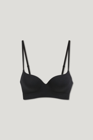 Ropa Interior C&A Non-wired Bra Plunge Push-up Seamless Lycra® Negras | ZSBECI-345