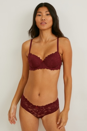 Ropa Interior C&A Underwire Bra Demi Acolchado Burdeos | TXJPOC-097