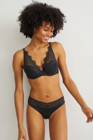 Ropa Interior C&A Underwire Bra Demi Acolchado Negras | WGHBUF-875