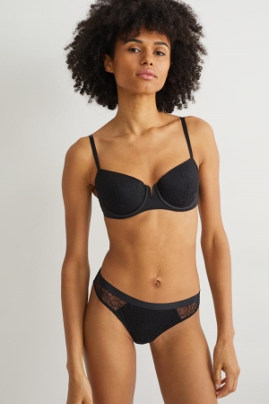 Ropa Interior C&A Underwire Bra Demi Acolchado Negras | XUOMYL-205