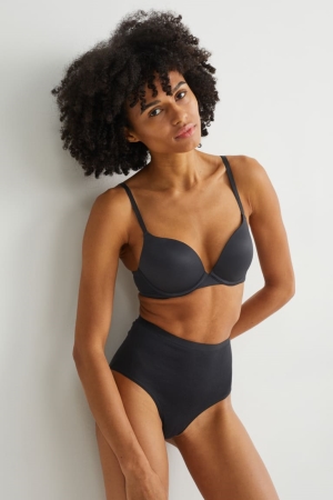 Ropa Interior C&A Underwire Bra Demi Acolchado Push-up Negras | YDUBXN-204