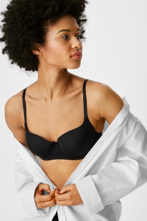 Ropa Interior C&A Underwire Bra Full Coverage Acolchado Negras | GPFBCE-182