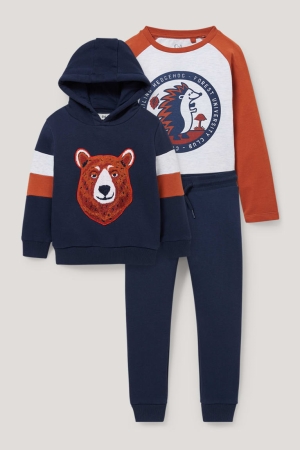 Sudadera Con Capucha C&A Set, Long Sleeve And Joggers 3 Piece Azules Oscuro | VKLPSF-903