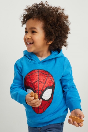 Sudadera Con Capucha C&A Spider-man Shiny Azules | TFHRCZ-514