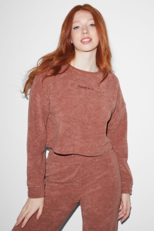 Sudaderas C&A Clockhouse Cropped Terry Cloth Terracotta | TYDBSM-829