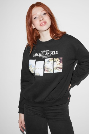 Sudaderas C&A Clockhouse Michelangelo The Creation Of Adam Negras | EPYWQZ-860