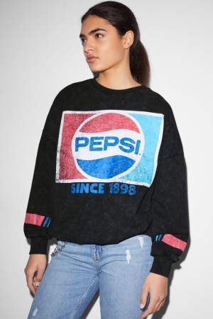 Sudaderas C&A Clockhouse Pepsi Negras | BPUWFJ-489