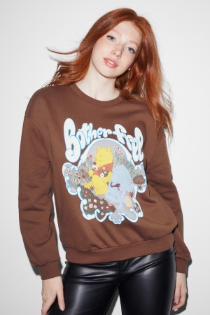 Sudaderas C&A Clockhouse Winnie The Pooh Marrones Oscuro | SKFRIT-109