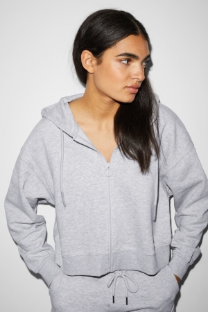 Sudaderas C&A Clockhouse Zip-through With Hood Gris Claro | JLTUVG-471