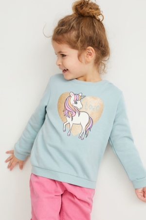 Sudaderas C&A Unicorn Azules Claro | YSEOMW-264