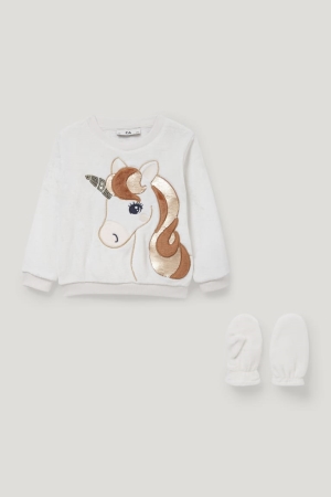 Sudaderas C&A Unicorn Set And Mittens 2 Piece Blancas | SUEWKZ-870