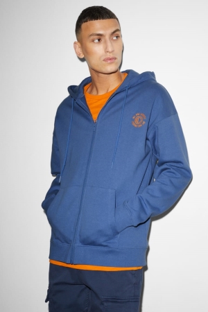 Sudaderas C&A Zip-through With Hood Azules | VYQLBG-172