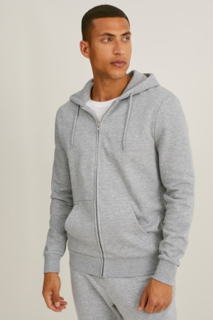 Sudaderas C&A Zip-through With Hood Organic Algodon Gris | RCZHOS-472