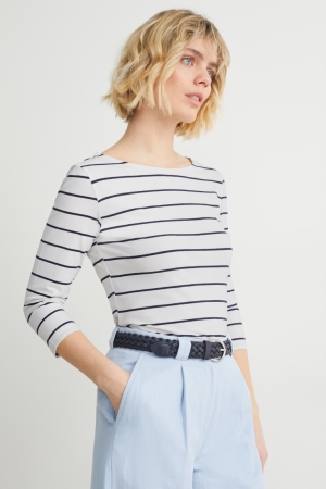 Tops C&A Long Sleeve A Rayas Blancas | TIJOKB-154