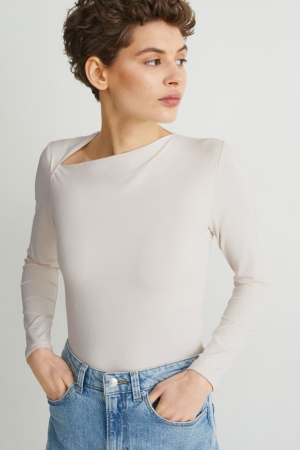 Tops C&A Long Sleeve Blancas | FONWPE-754