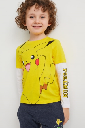 Tops C&A Pokémon Long Sleeve Amarillo | WSUBEX-874