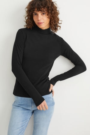 Tops C&A Polo Neck Negras | LMFUJP-826