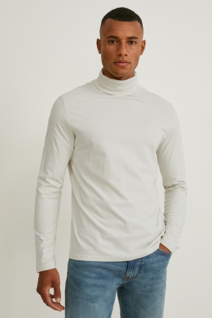 Tops C&A Polo Neck Organic Algodon Blancas | HCSXOE-278