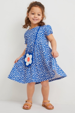 Vestido C&A Set And Bag 2 Piece Floral Azules | GHIWTM-384