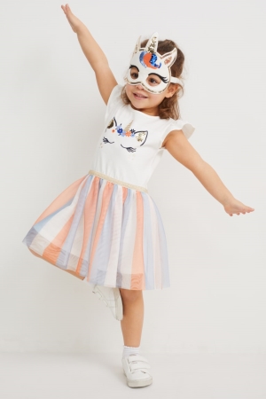 Vestido C&A Set And Unicorn Mask 2 Piece Blancas | LZIRVD-193