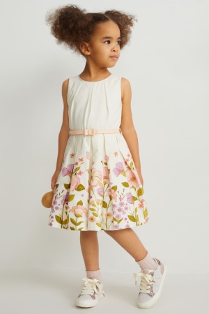 Vestido C&A With Belt Partywear Floral Blancas | YPVJNC-710