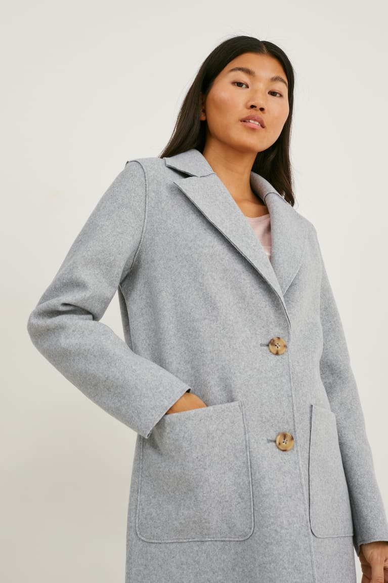 Abrigos C&A Coat Gris Claro | COMPBV-162