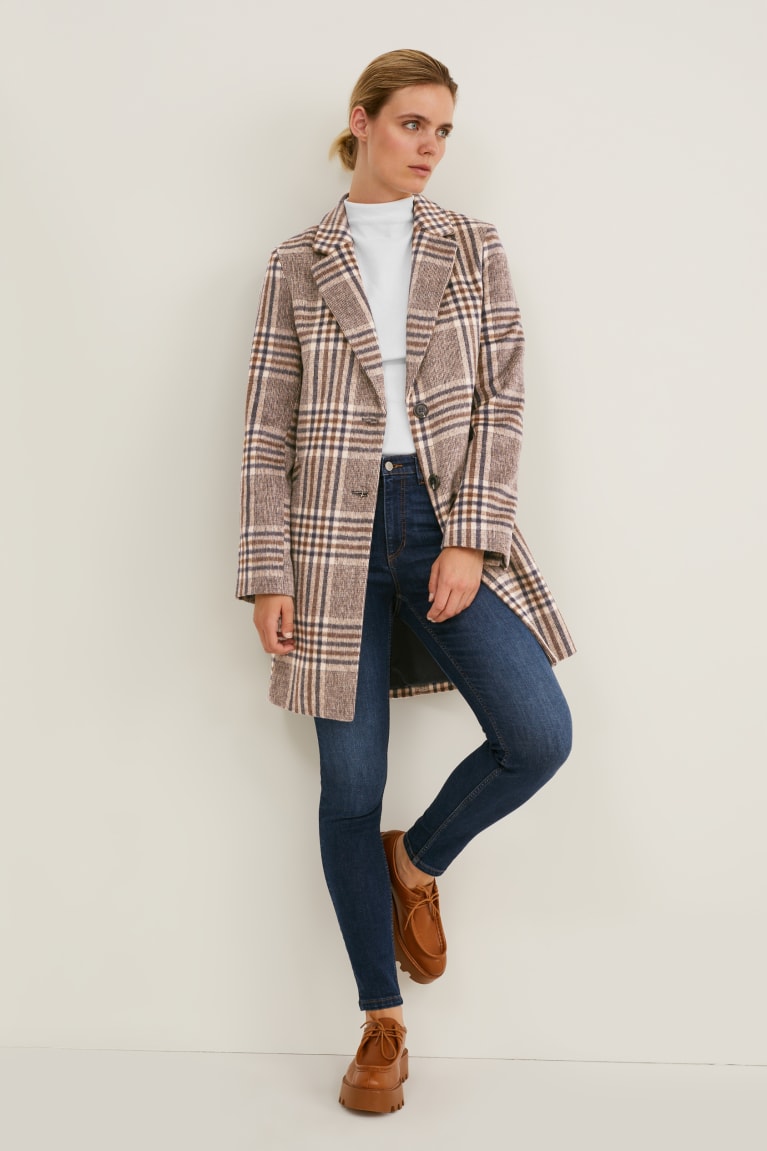 Abrigos C&A Recycled Check Beige | MFNQAX-017