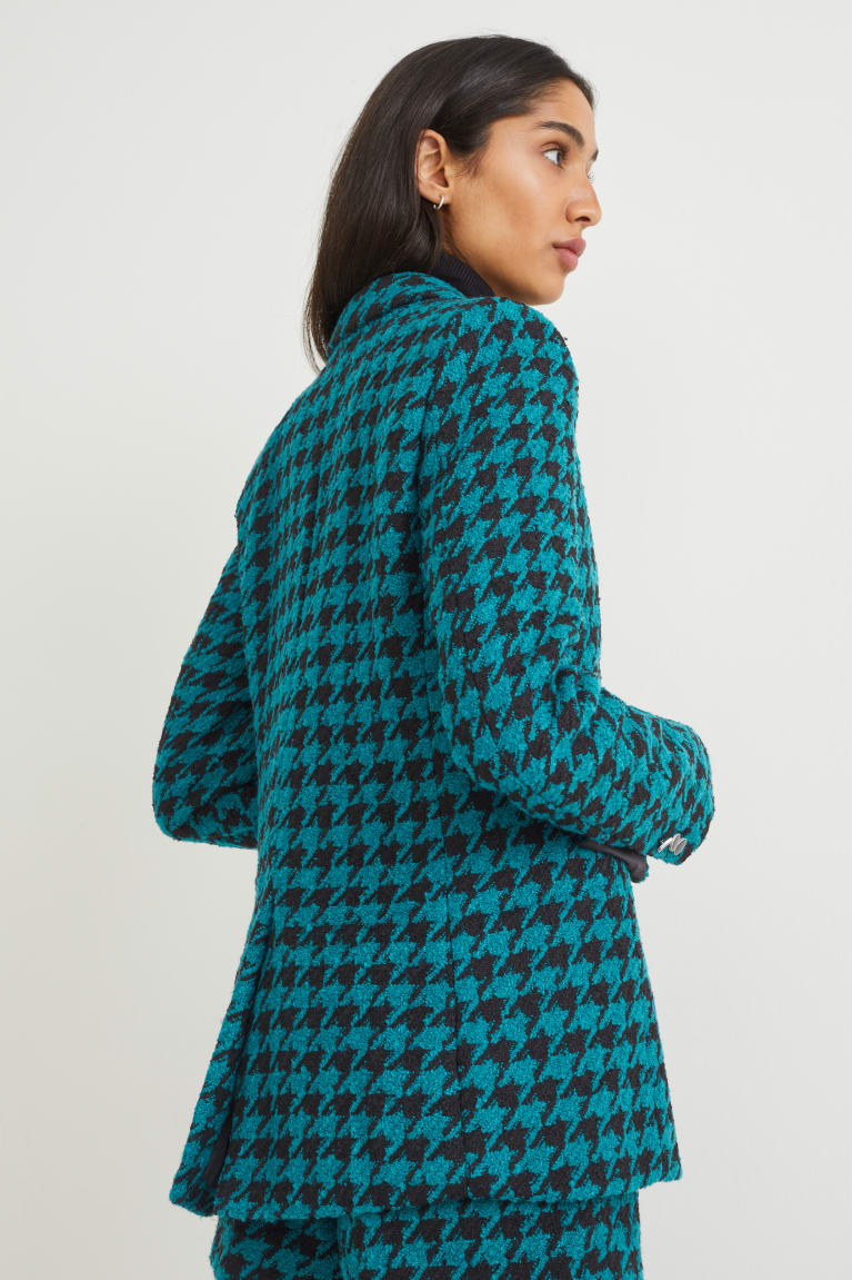 Blazers C&A Bouclé Regular Fit Patterned Turquesa Oscuro | VPIDUG-980