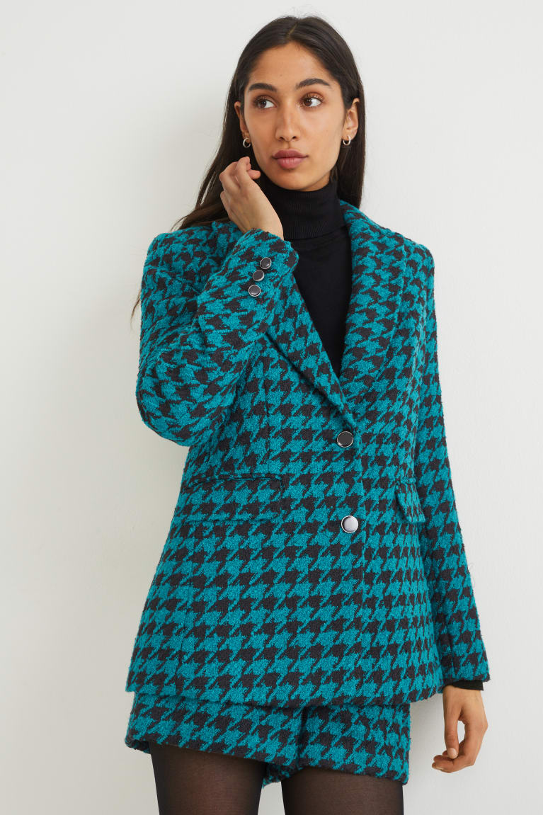 Blazers C&A Bouclé Regular Fit Patterned Turquesa Oscuro | VPIDUG-980