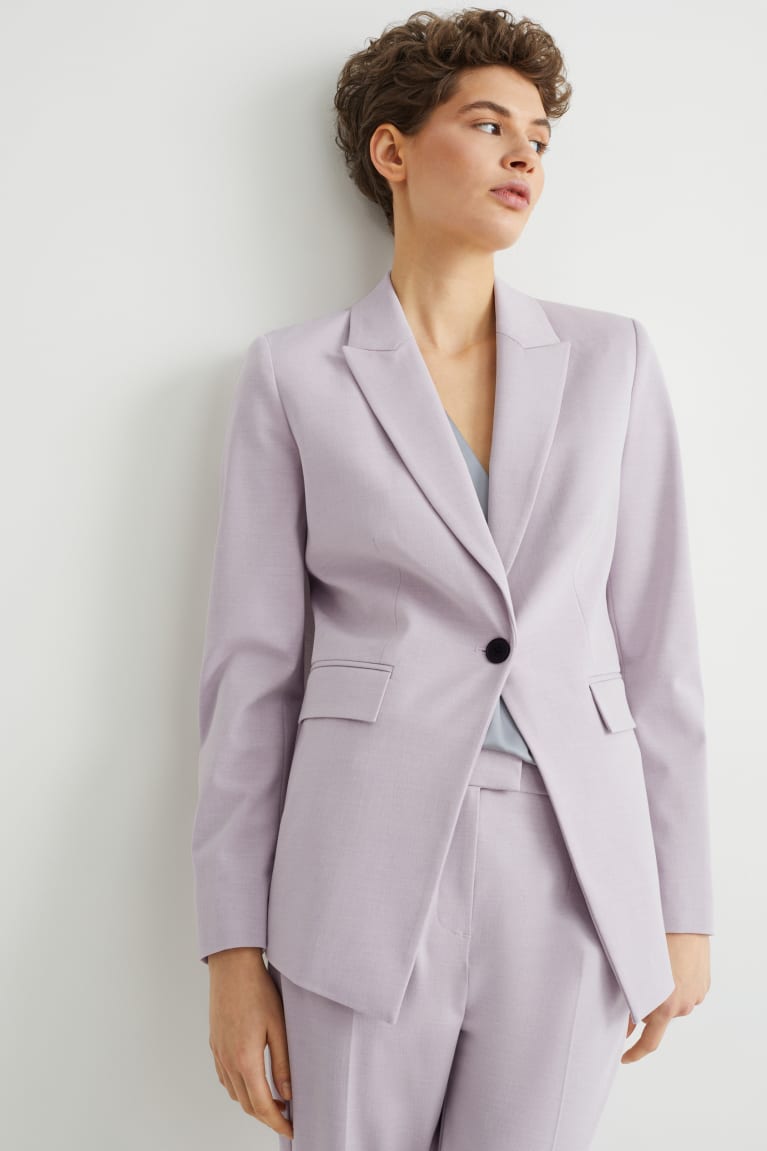 Blazers C&A Business Blazer- Regular Fit 4 Way Stretch Moradas Claro | YASWMP-851