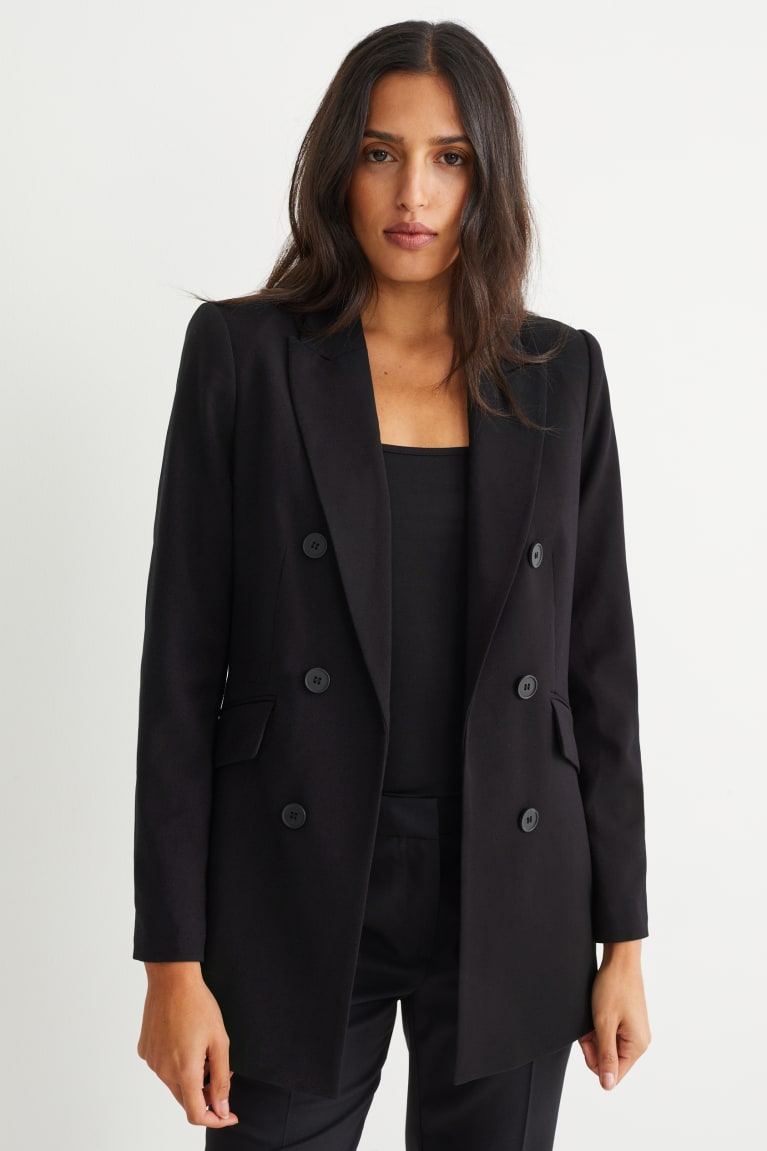 Blazers C&A Business Regular Fit Negras | VWRSKH-386