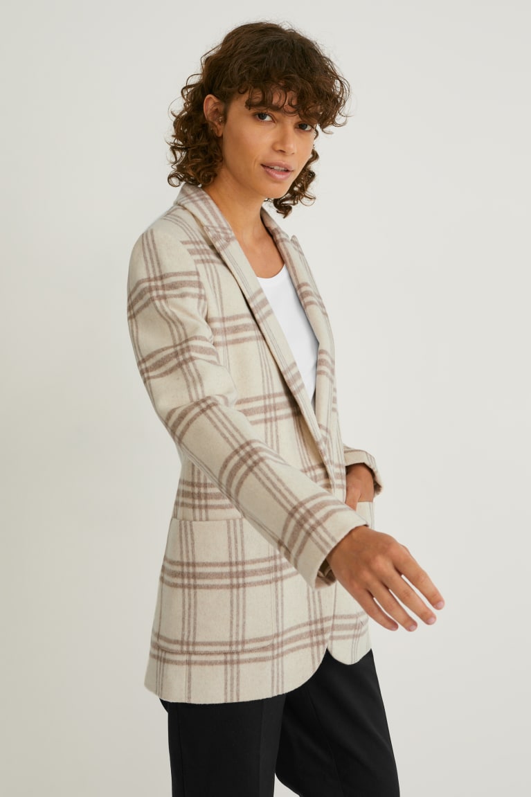 Blazers C&A Lana Blend Check Beige | NZYFVR-172