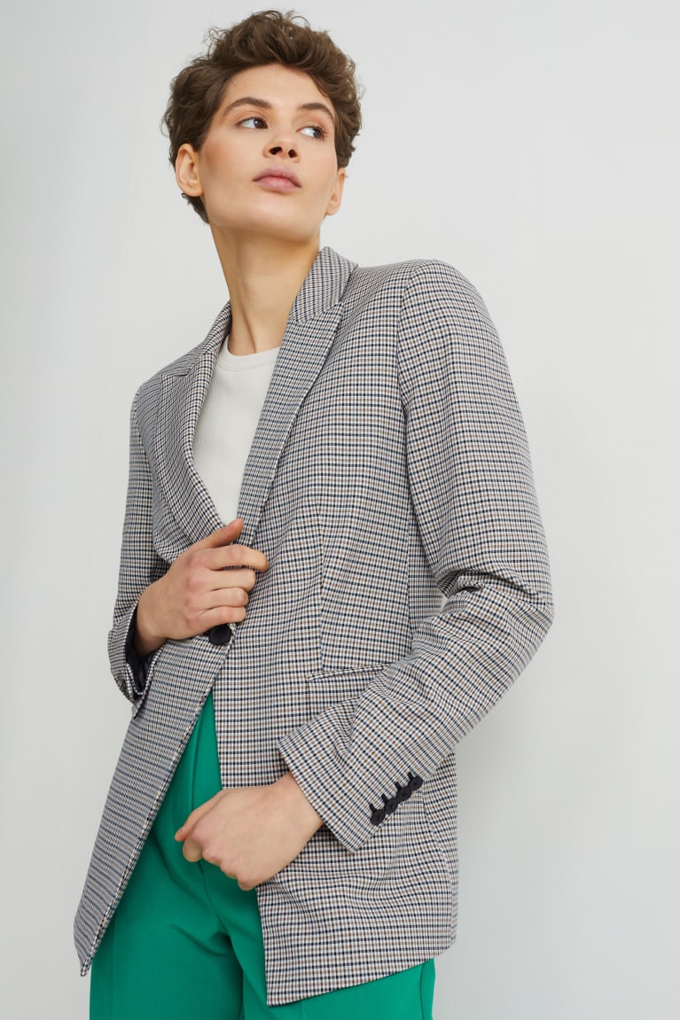 Blazers C&A Regular Fit 4 Way Stretch Beige Azules | TSUBHI-514