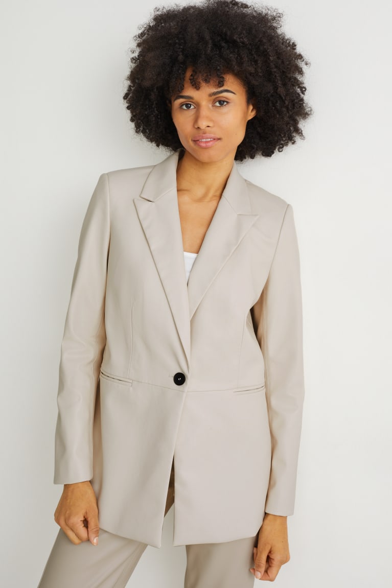 Blazers C&A Regular Fit Faux Cuero Blancas | HBPZDN-267