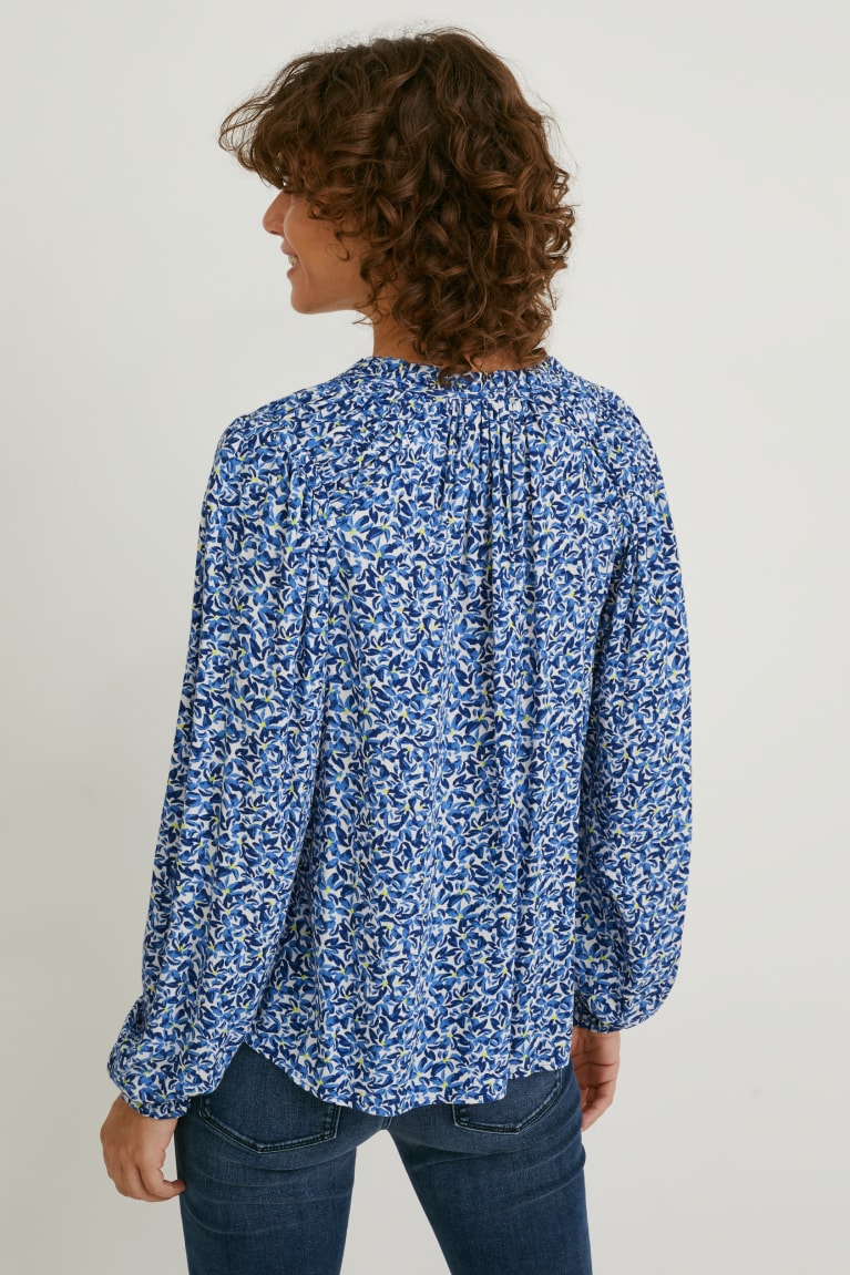 Blusas C&A Lenzing™ Ecovero™ Floral Azules Oscuro Blancas | LCTYXQ-689