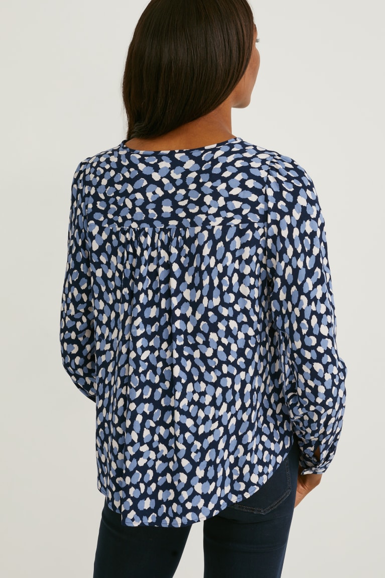 Blusas C&A Lenzing™ Ecovero™ Patterned Azules Azules Oscuro | PCJXZO-784