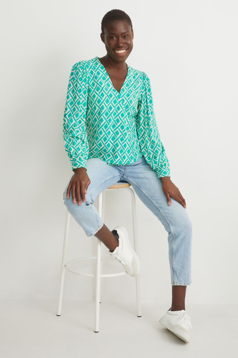 Blusas C&A Lenzing™ Ecovero™ Patterned Verde | AWJKED-843