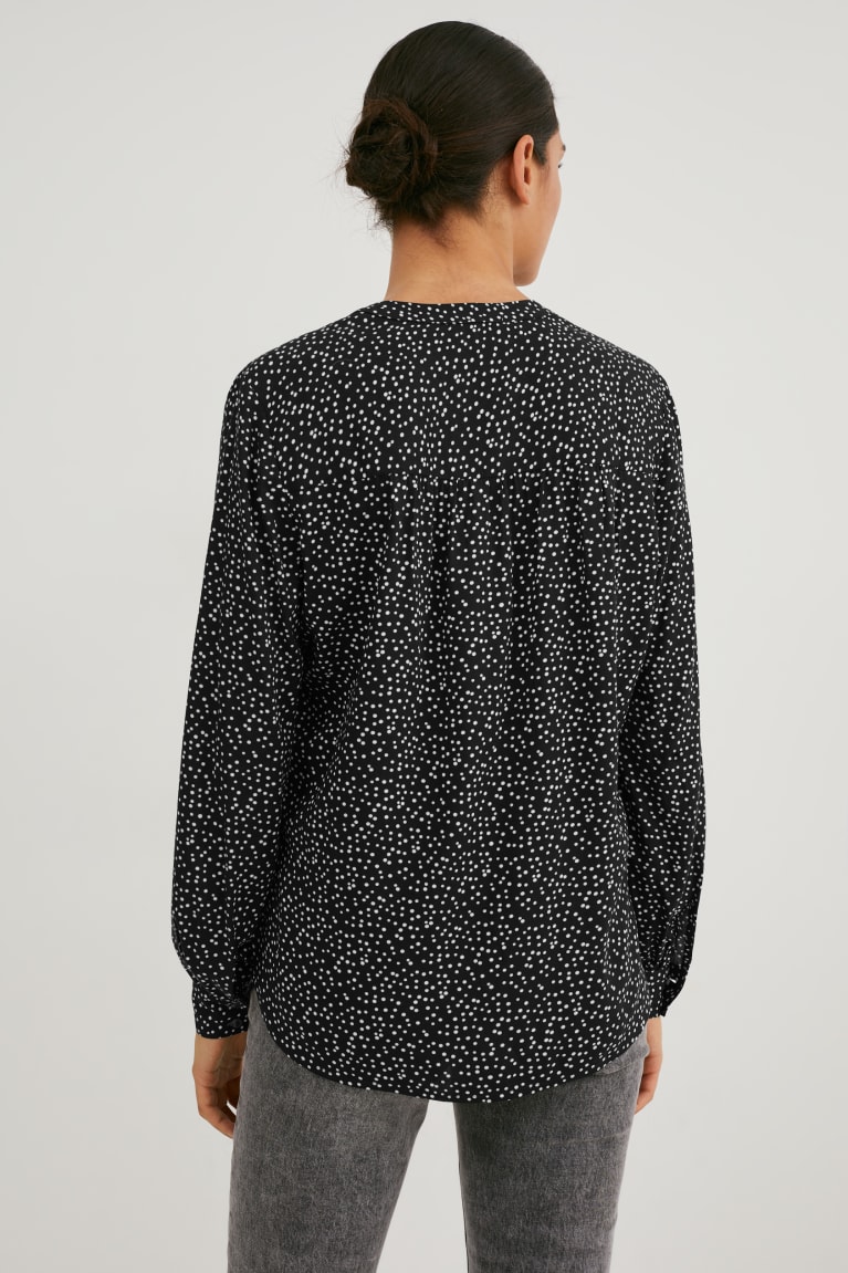 Blusas C&A Lenzing™ Ecovero™ Polka Dot Negras | UOJAWB-879