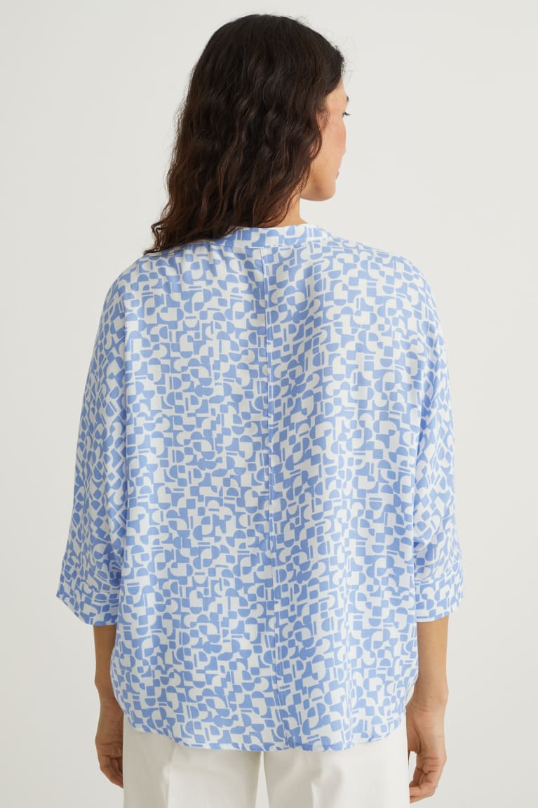 Blusas C&A Patterned Blancas Azules Claro | CTZMYD-219