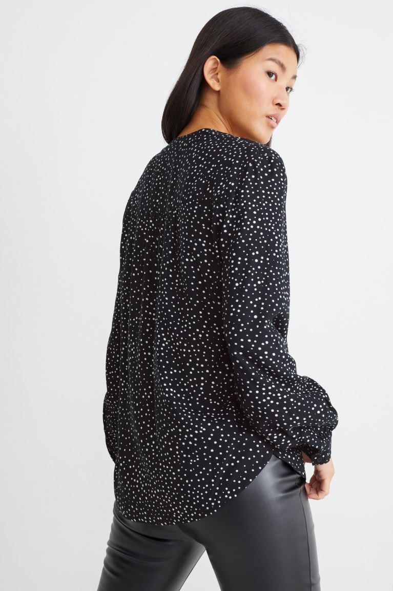 Blusas C&A Polka Dot Negras | ESGLIY-541