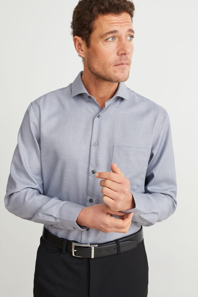 Camisas C&A Business Regular Fit Cutaway Collar Easy-iron Gris | YKSEJM-059