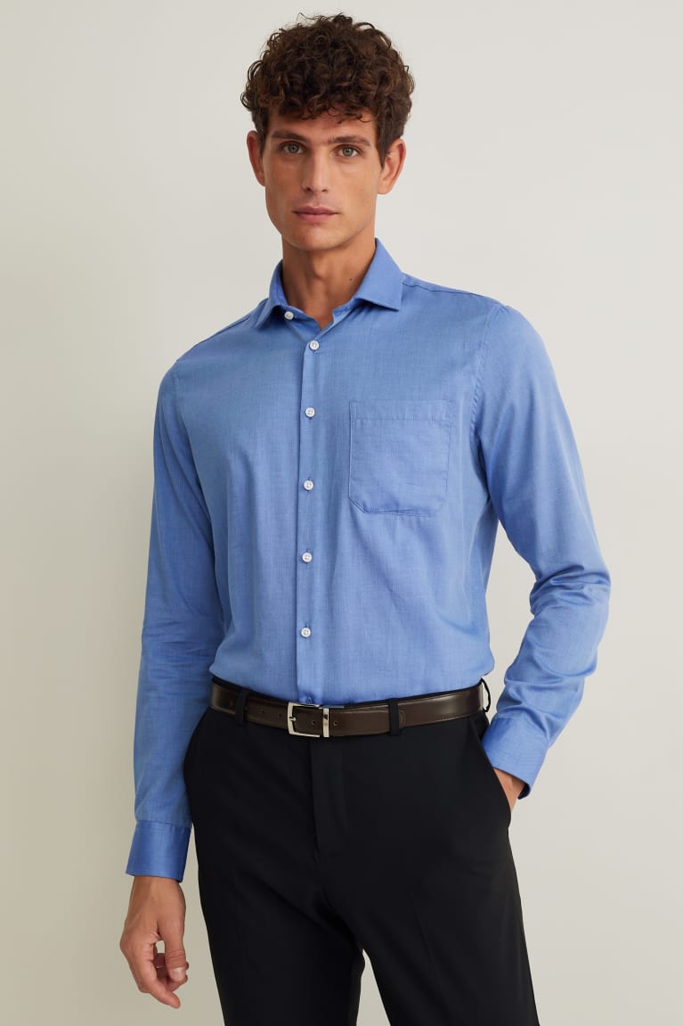 Camisas C&A Business Slim Fit Cutaway Collar Easy-iron Azules | CWBYTM-124