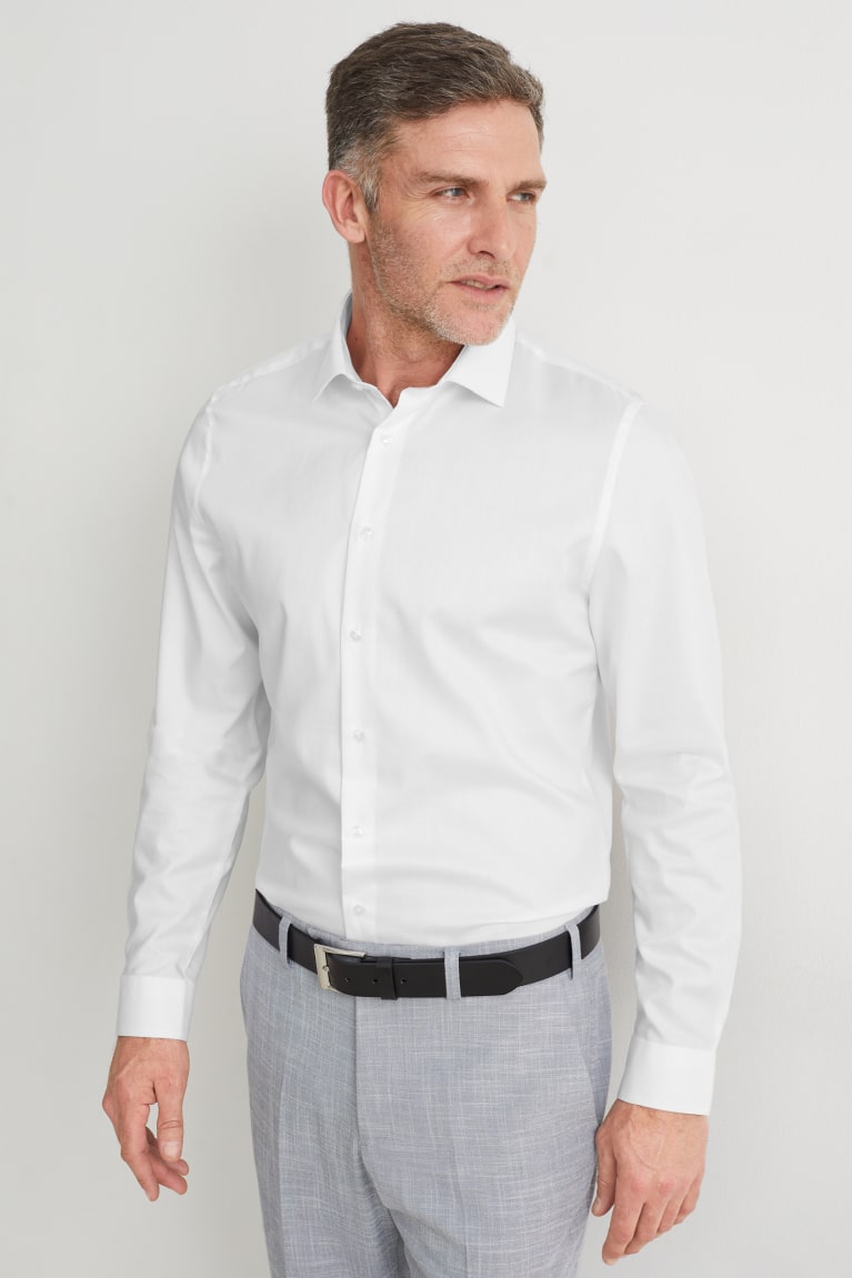 Camisas C&A Business Slim Fit Cutaway Easy-iron Blancas | MWHBPK-945